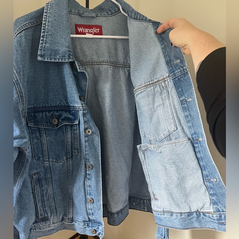 Wrangler Demin Blue Jean Jacket Men’s XL Botton Up - Picture 3 of 6